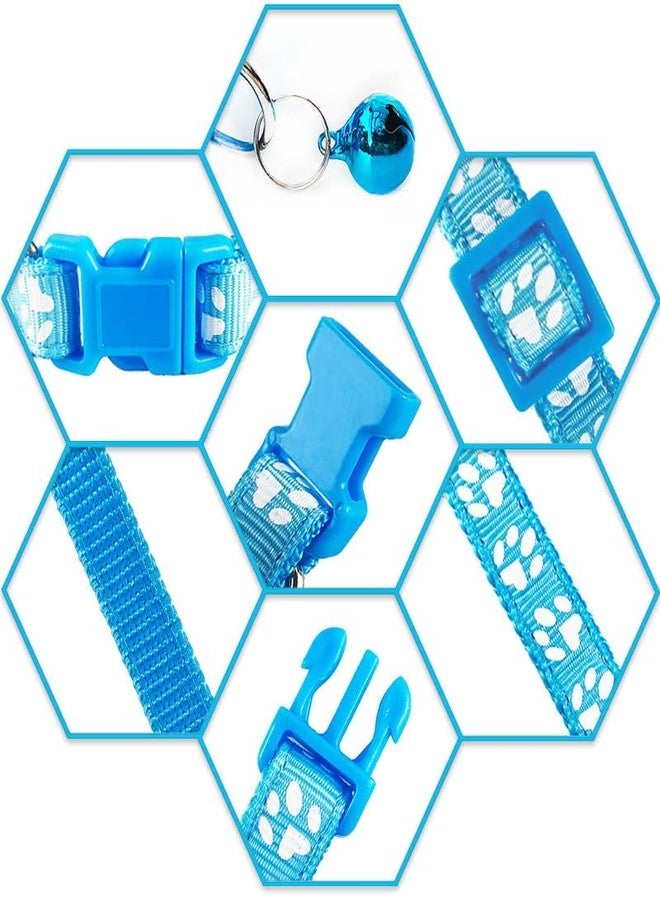 Pups&Pets Pets paw Print Neck Collar | Adjustable Attractive Collar with Sound Ball | Cute Collar for Puppies, Small Dogs & Cats - 1Pcs (X-Small - 10MM, Sky Blue) - Image 3